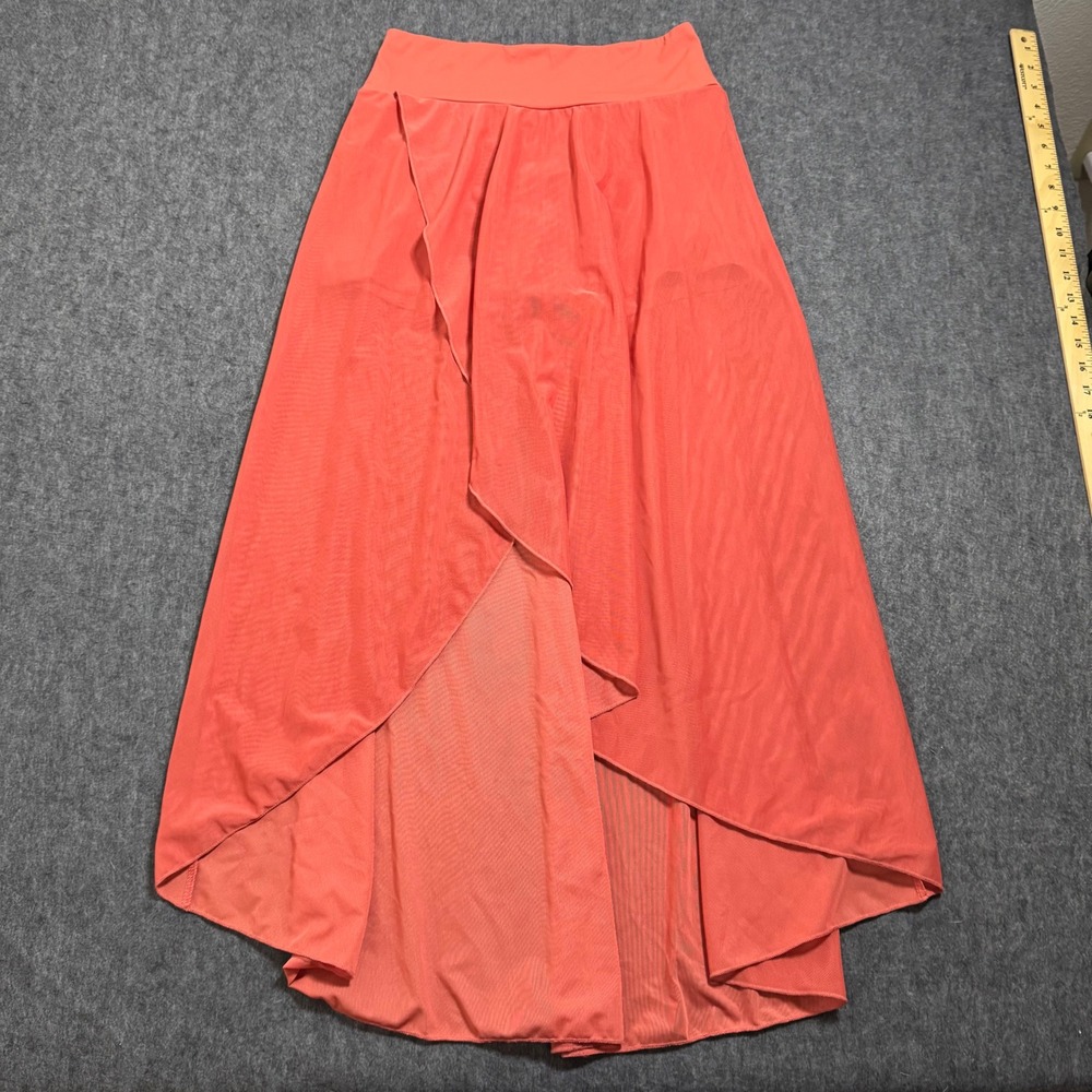 Halara Coral Orange High Low Mesh Skort Maxi Skirt Built In Shorts Womens Medium